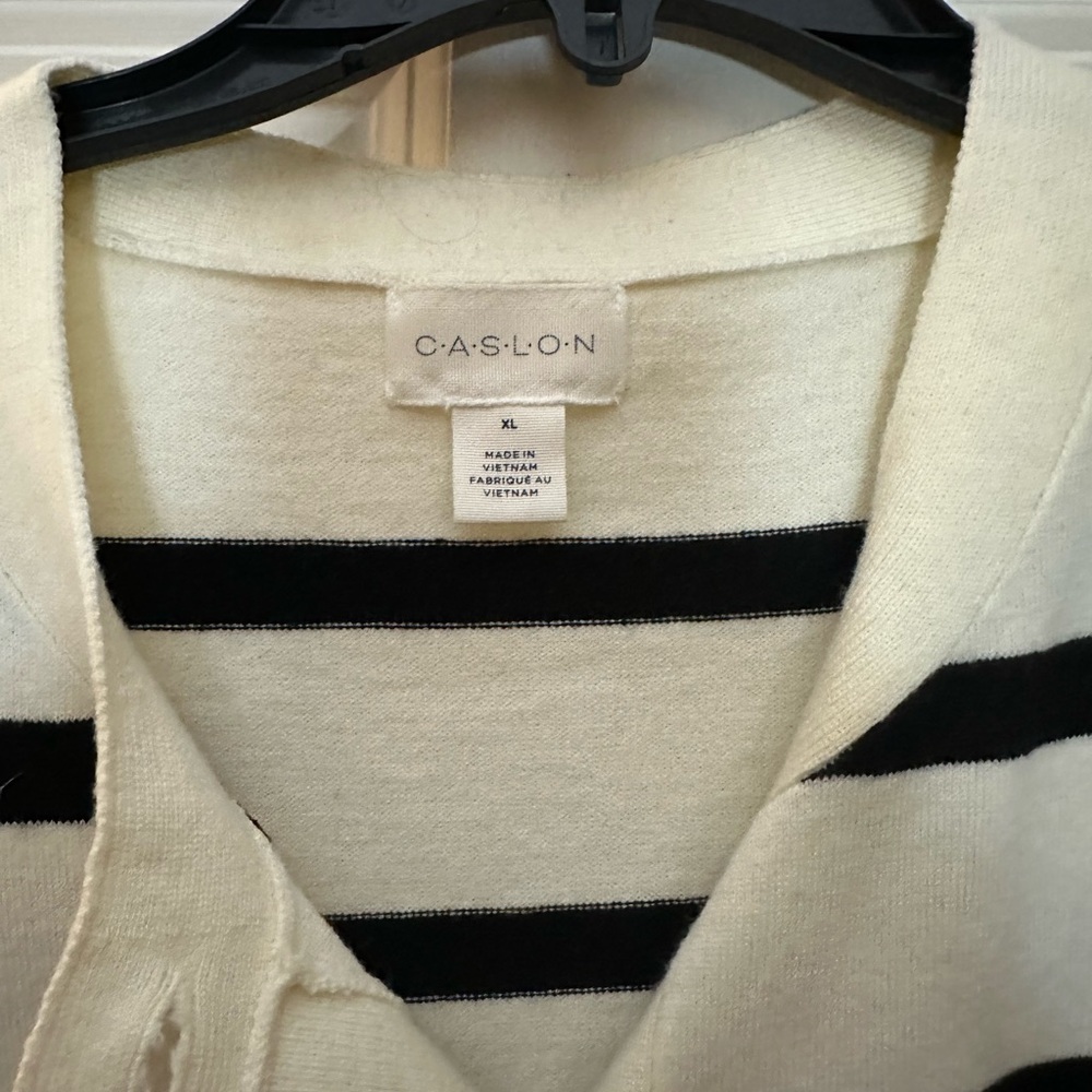 Caslon Black and Cream Striped Cardigan - Picture 2 of 4